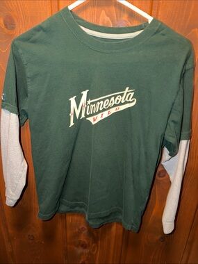 Antigua Minnesota Wild Kids Layered Long Sleeve Tee - Dark Green & Light Gray
